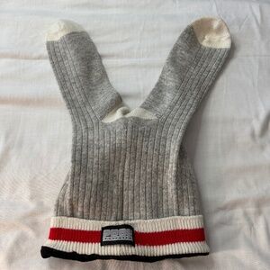 POOK Toque Kids Classic Wool Sock Toque Sock Monkey Hat Gray/White